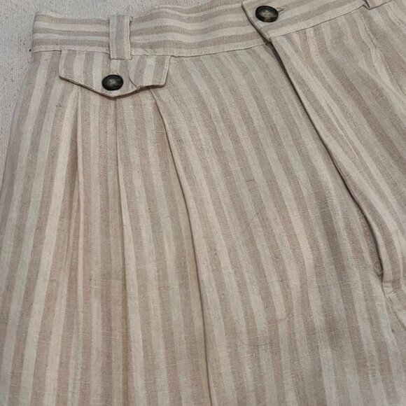 Rafaella Women's 4 Beige & White Striped Linen-Blend High-Waisted Shorts  Y2K - Picture 10 of 13